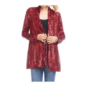 NEW KAREN KANE sequin duster in ruby